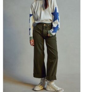 Free People We The Free Palmer Cuffed Jeans in Army Size 25 NEW